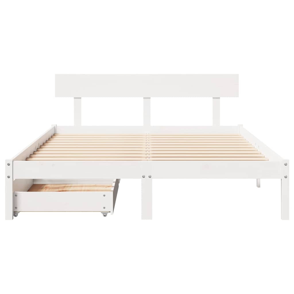 vidaXL Bedframe zonder matras massief grenenhout wit 140x190 cm, foto 4