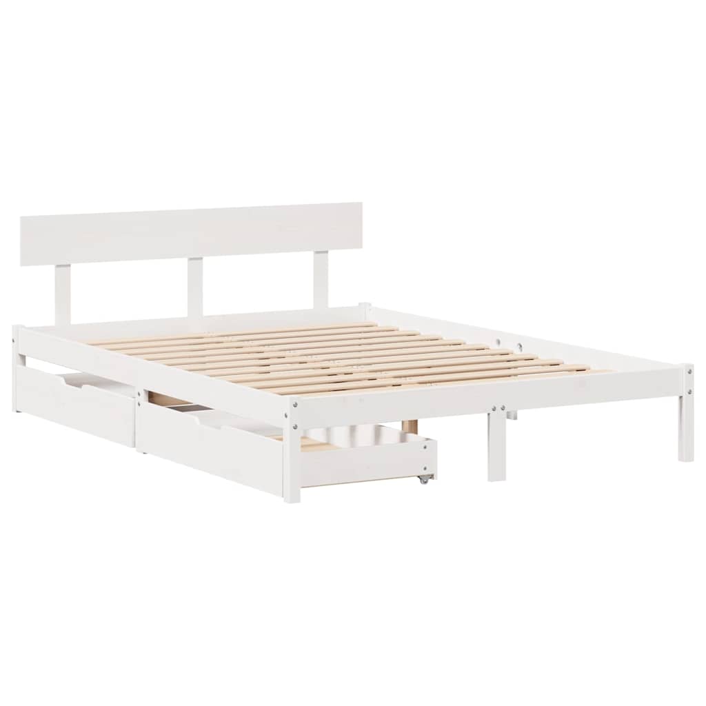 vidaXL Bedframe zonder matras massief grenenhout wit 120x200 cm afbeelding