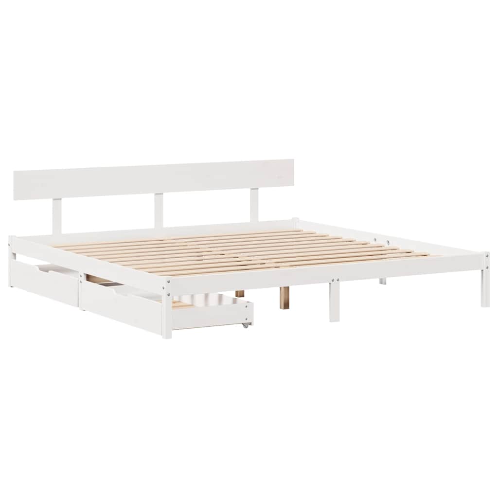 vidaXL Bedframe zonder matras massief grenenhout wit 200x200 cm afbeelding