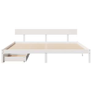 Postel bez matrace bílá 200 x 200 cm masivní borovice - obrázek 4