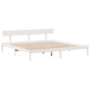 Postel bez matrace bílá 200 x 200 cm masivní borovice - obrázek 7