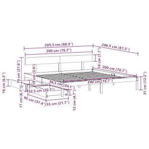 Postel bez matrace bílá 200 x 200 cm masivní borovice - obrázek 11