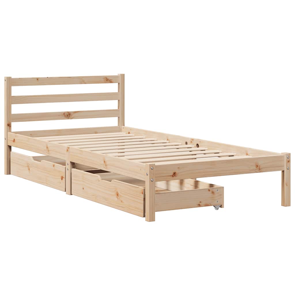 vidaXL Bedframe zonder matras massief grenenhout 75x190 cm afbeelding