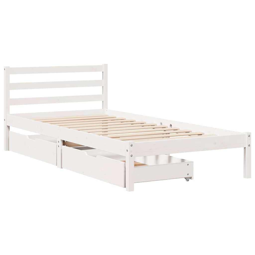 vidaXL Bedframe zonder matras massief grenenhout wit 90x190 cm afbeelding