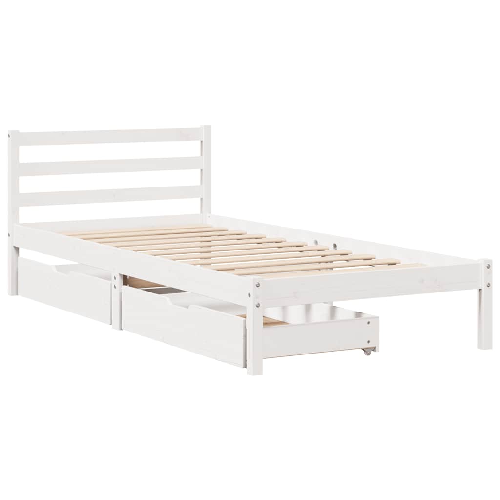vidaXL Bedframe zonder matras massief grenenhout wit 140x200 cm afbeelding