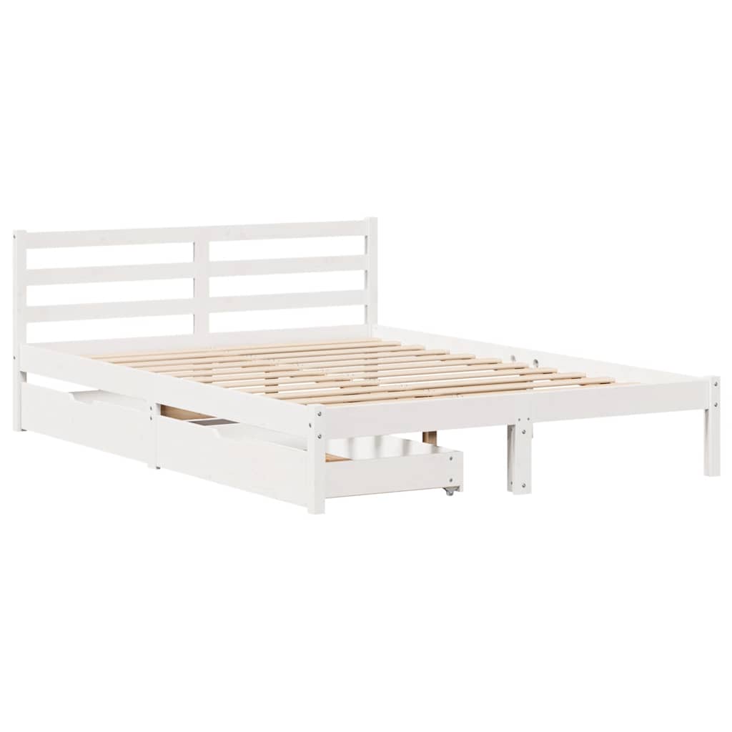 vidaXL Bedframe zonder matras massief grenenhout wit 120x200 cm afbeelding