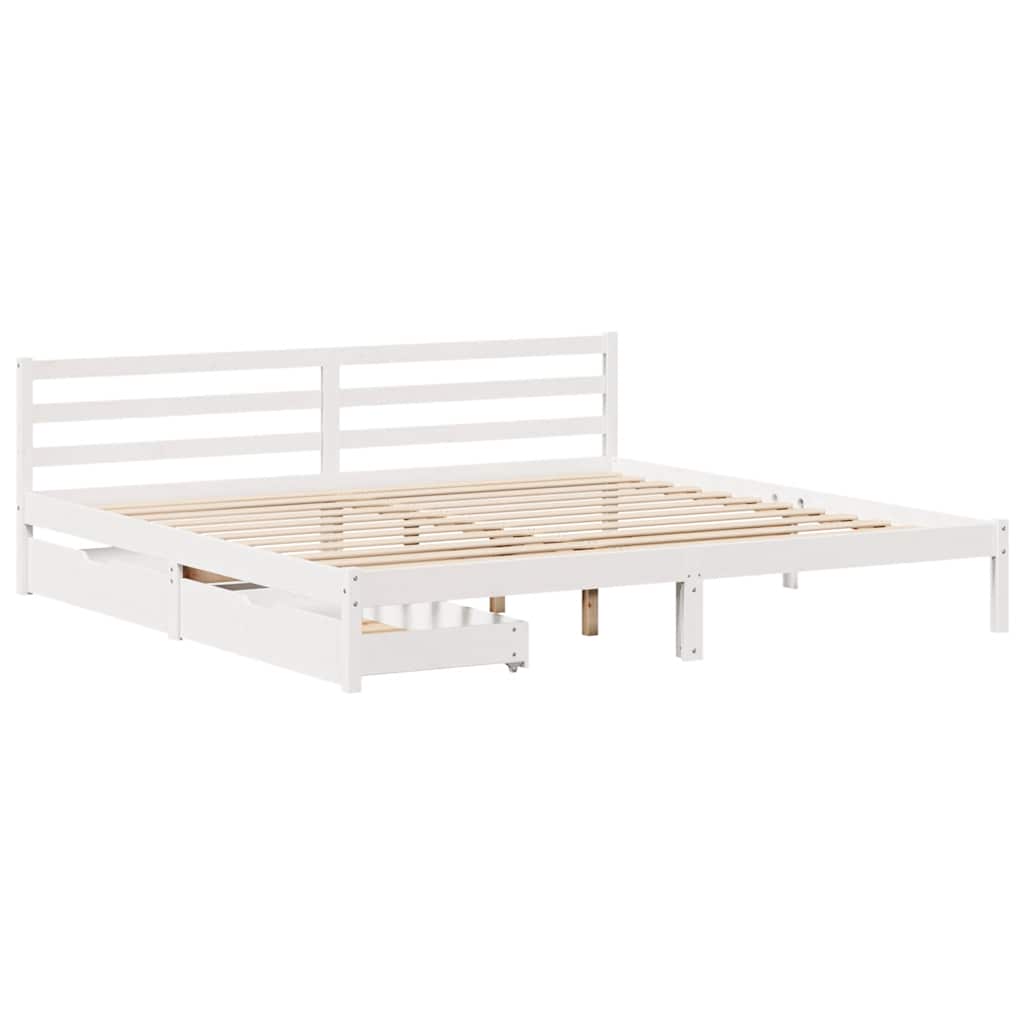 vidaXL Bedframe zonder matras massief grenenhout wit 180x200 cm afbeelding