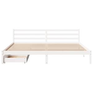 Postel bez matrace bílá 200 x 200 cm masivní borovice - obrázek 4