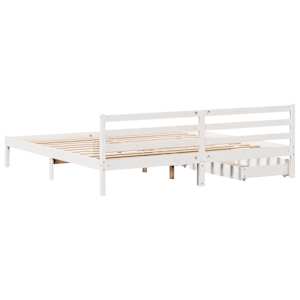 Postel bez matrace bílá 200 x 200 cm masivní borovice - obrázek 6