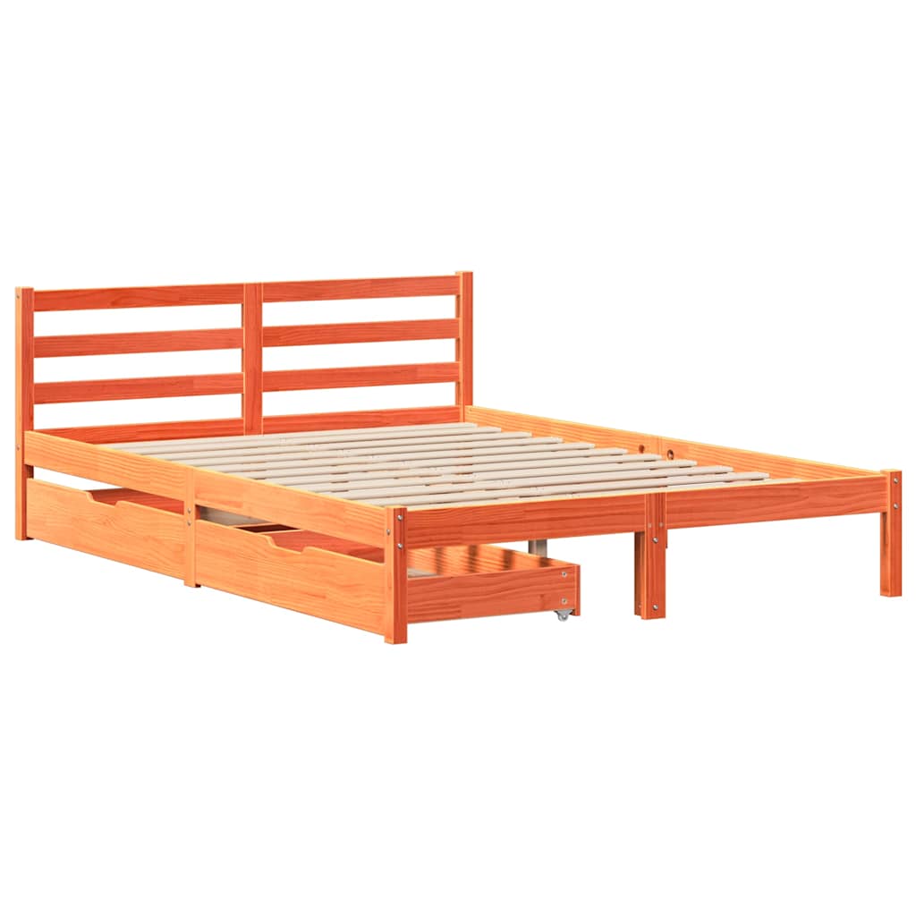 vidaXL Bedframe zonder matras massief grenenhout wasbruin 120x190 cm afbeelding