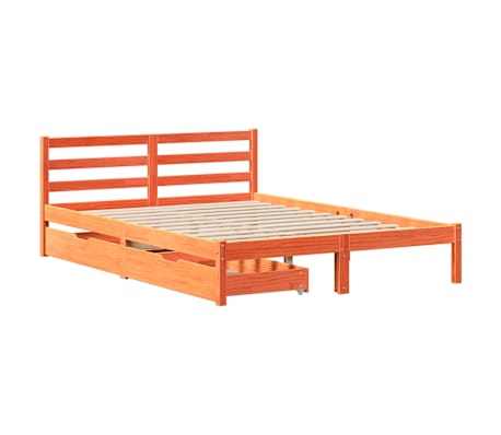 vidaXL S&auml;ngram utan madrass vaxbrun 120x190 cm massiv furu