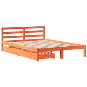vidaXL S&auml;ngram utan madrass vaxbrun 120x190 cm massiv furu