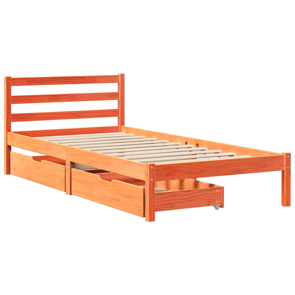 vidaXL Bedframe zonder matras massief grenenhout wasbruin 90x200 cm afbeelding