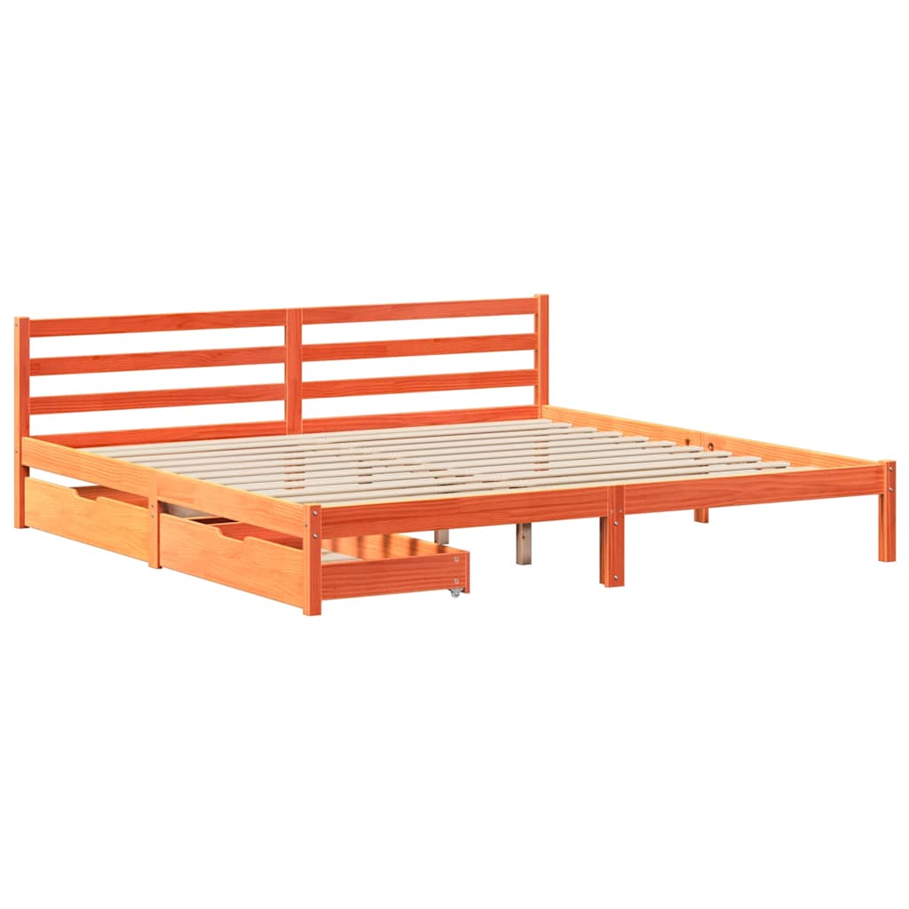 vidaXL Bedframe zonder matras massief grenenhout wasbruin 200x200 cm afbeelding