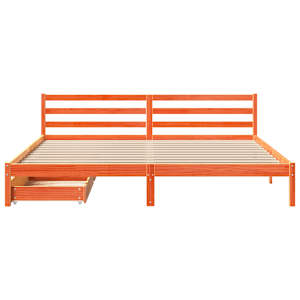 Postel bez matrace voskově hnědá 200 x 200 cm masivní borovice - obrázek 4