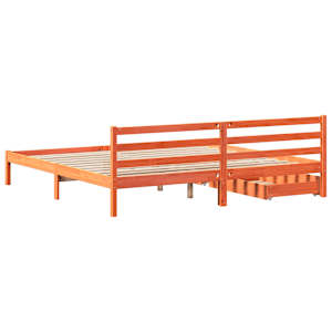Postel bez matrace voskově hnědá 200 x 200 cm masivní borovice - obrázek 6