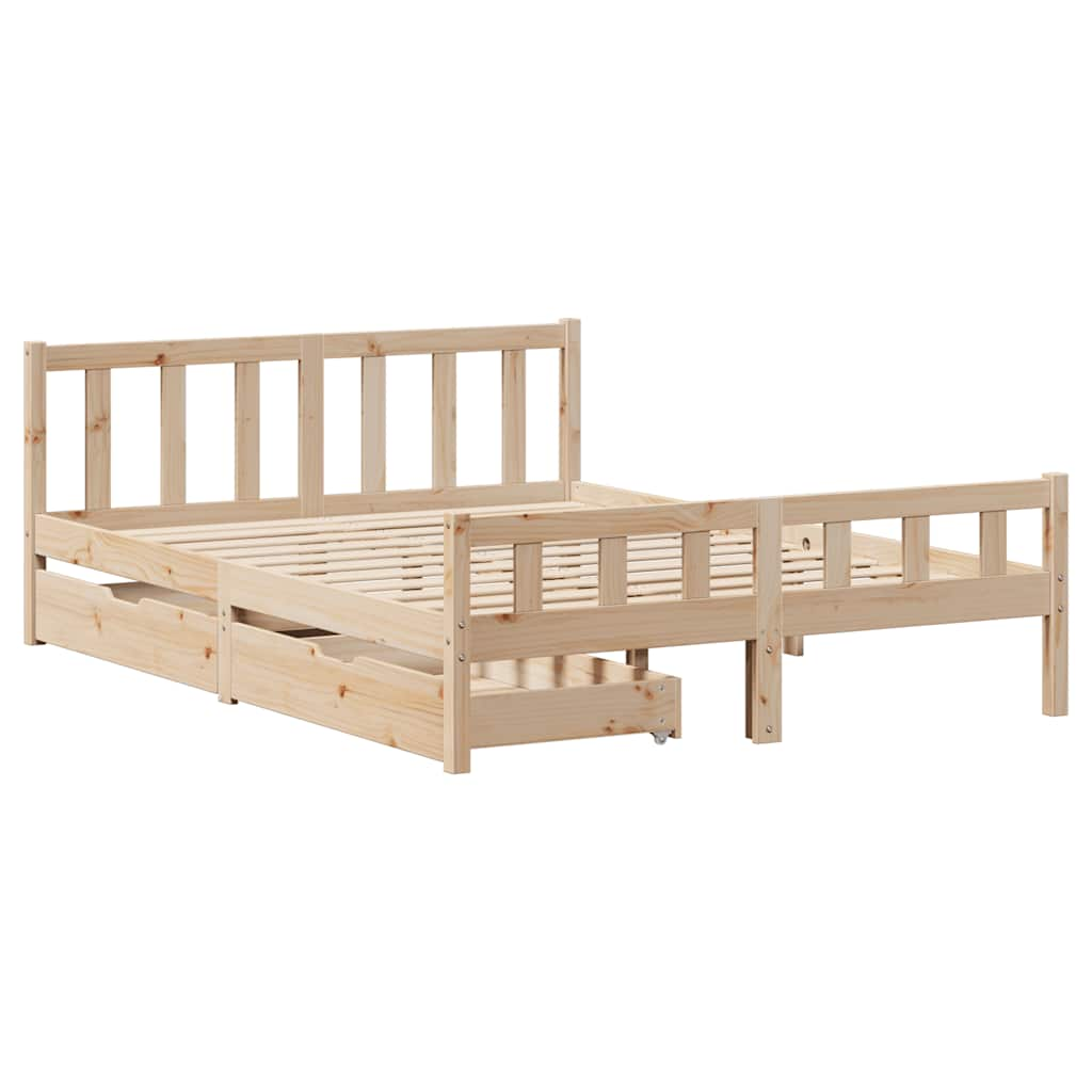 vidaXL Bed Frame without Mattress 135x190 cm Double Solid Wood Pine