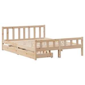 vidaXL Bed Frame without Mattress 150x200 cm King Size Solid Wood Pine