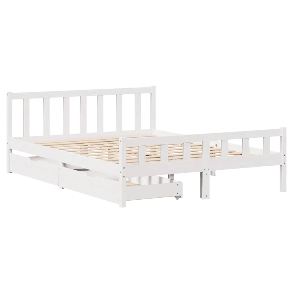 vidaXL fehér tömör fenyőfa ágy matrac nélkül 150 x 200 cm
