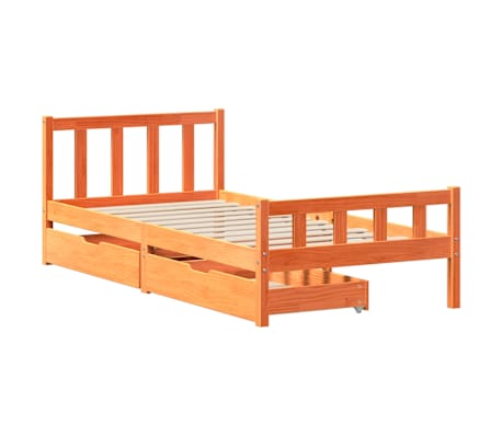 vidaXL Cadru pat fără saltea, maro ceruit, 90x190 cm, lemn masiv pin