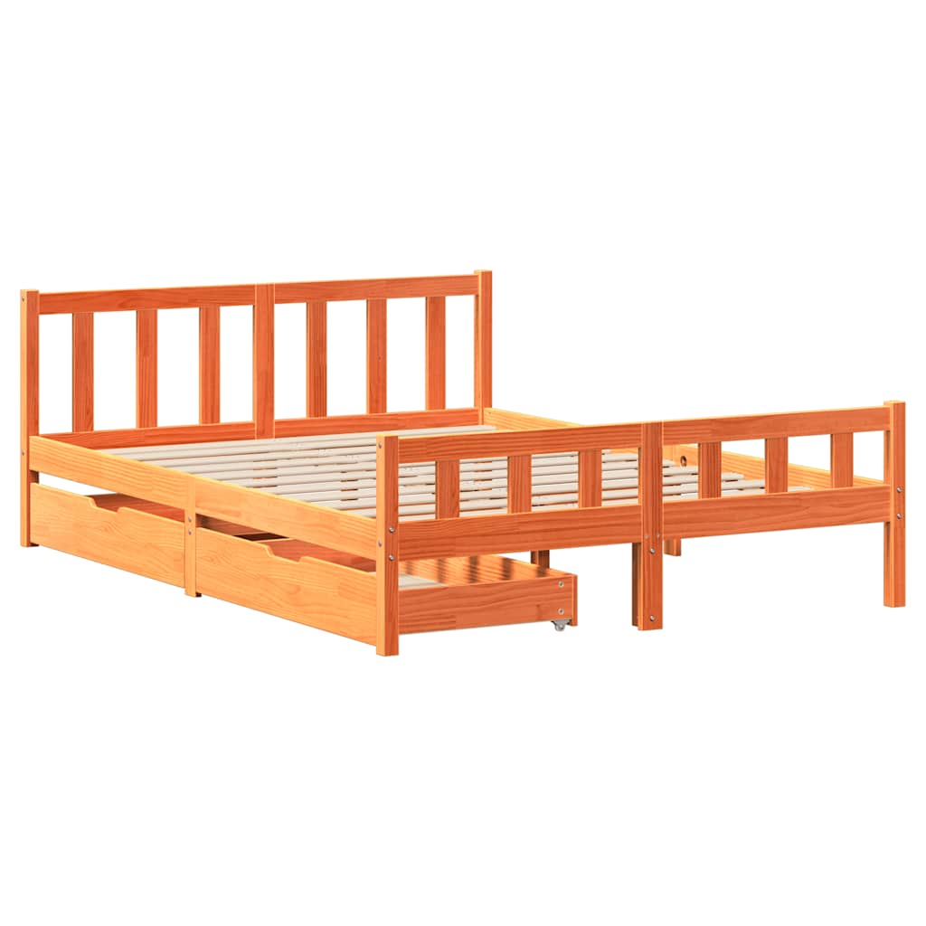 vidaXL Bedframe zonder matras massief grenenhout wasbruin 160x200 cm afbeelding