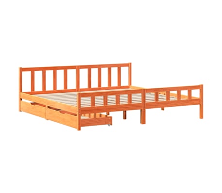 vidaXL gulta bez matrača, vaska brūnas, 180x200 cm, priedes masīvkoks