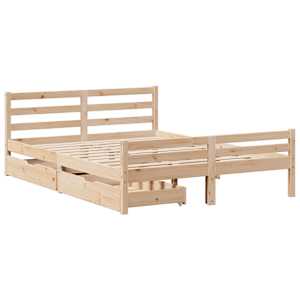 vidaXL Bed Frame without Mattress 120x190 cm Small Double Solid Wood Pine
