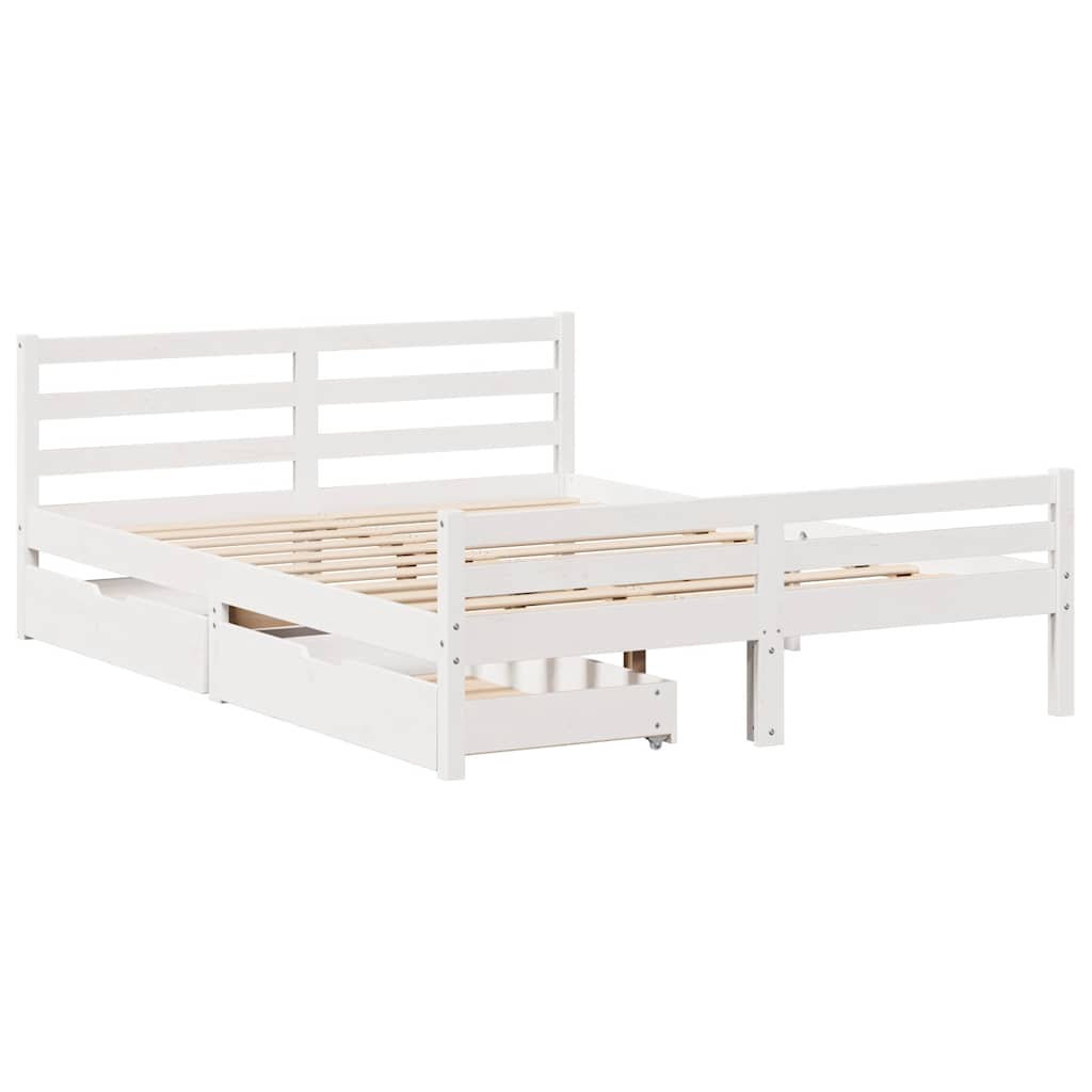 vidaXL fehér tömör fenyőfa ágy matrac nélkül 160 x 200 cm