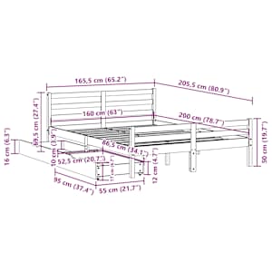 Postel bez matrace bílá 160 x 200 cm masivní borovice - obrázek 11