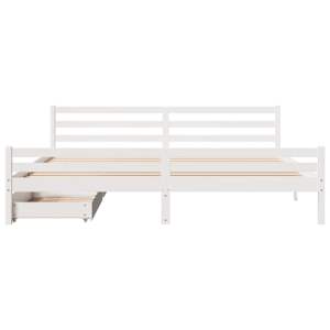 Postel bez matrace bílá 200 x 200 cm masivní borovice - obrázek 4