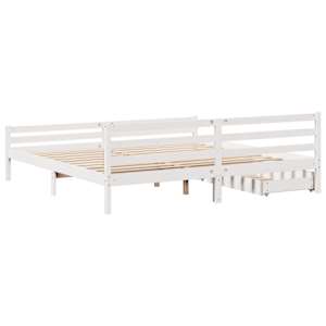 Postel bez matrace bílá 200 x 200 cm masivní borovice - obrázek 6