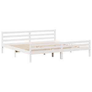 Postel bez matrace bílá 200 x 200 cm masivní borovice - obrázek 7