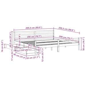 Postel bez matrace bílá 200 x 200 cm masivní borovice - obrázek 11