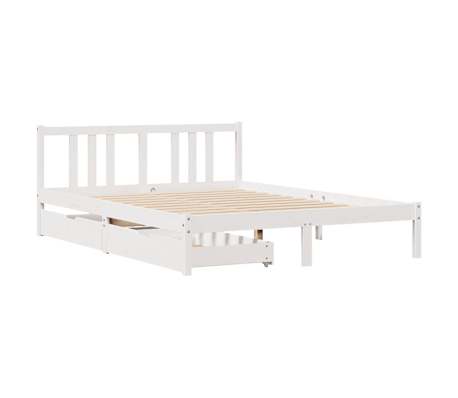 vidaXL Bed Frame without Mattress White 150x200 cm King Size Solid Wood Pine