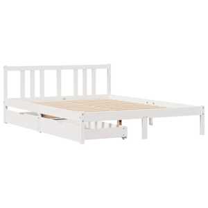 vidaXL Bed Frame without Mattress White 150x200 cm King Size Solid Wood Pine