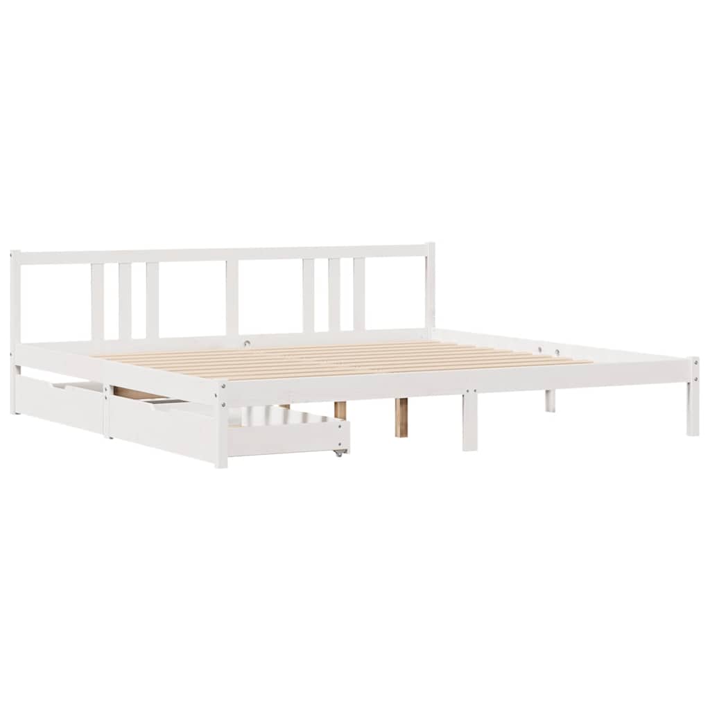 vidaXL fehér tömör fenyőfa ágy matrac nélkül 200 x 200 cm