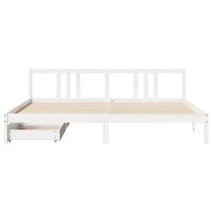Postel bez matrace bílá 200 x 200 cm masivní borovice - obrázek 4