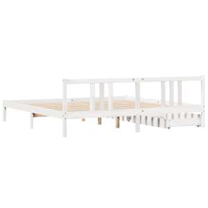Postel bez matrace bílá 200 x 200 cm masivní borovice - obrázek 6