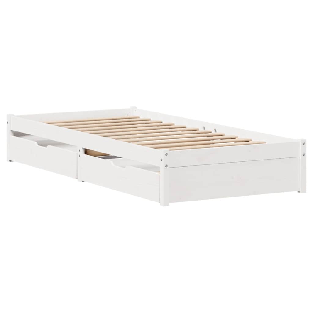 vidaXL Bedframe zonder matras massief grenenhout wit 75x190 cm afbeelding