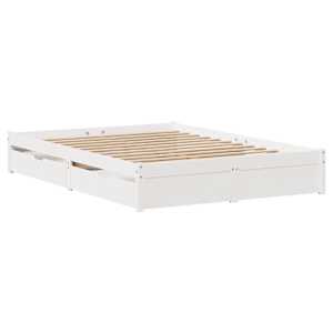 vidaXL Bedframe zonder matras massief grenenhout wit 135x190 cm