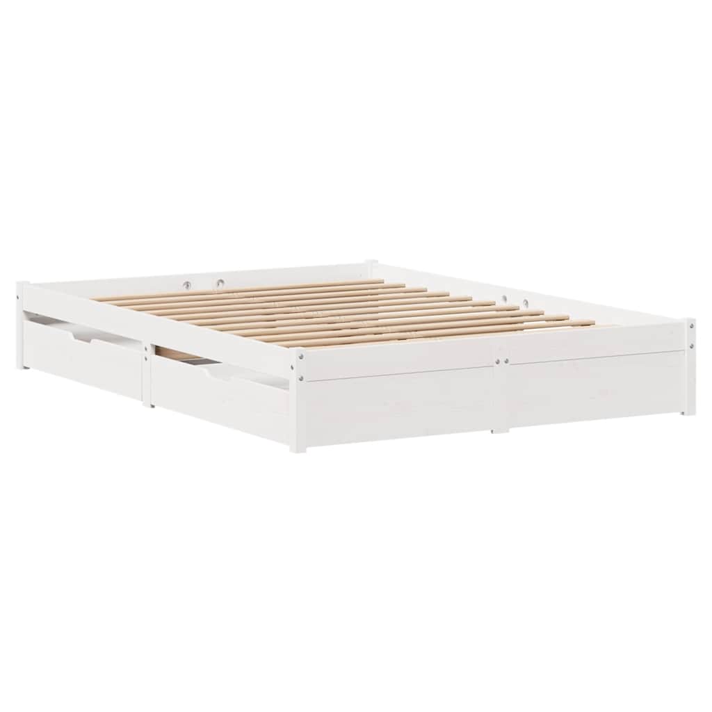 vidaXL Bedframe zonder matras massief grenenhout wit 140x190 cm afbeelding