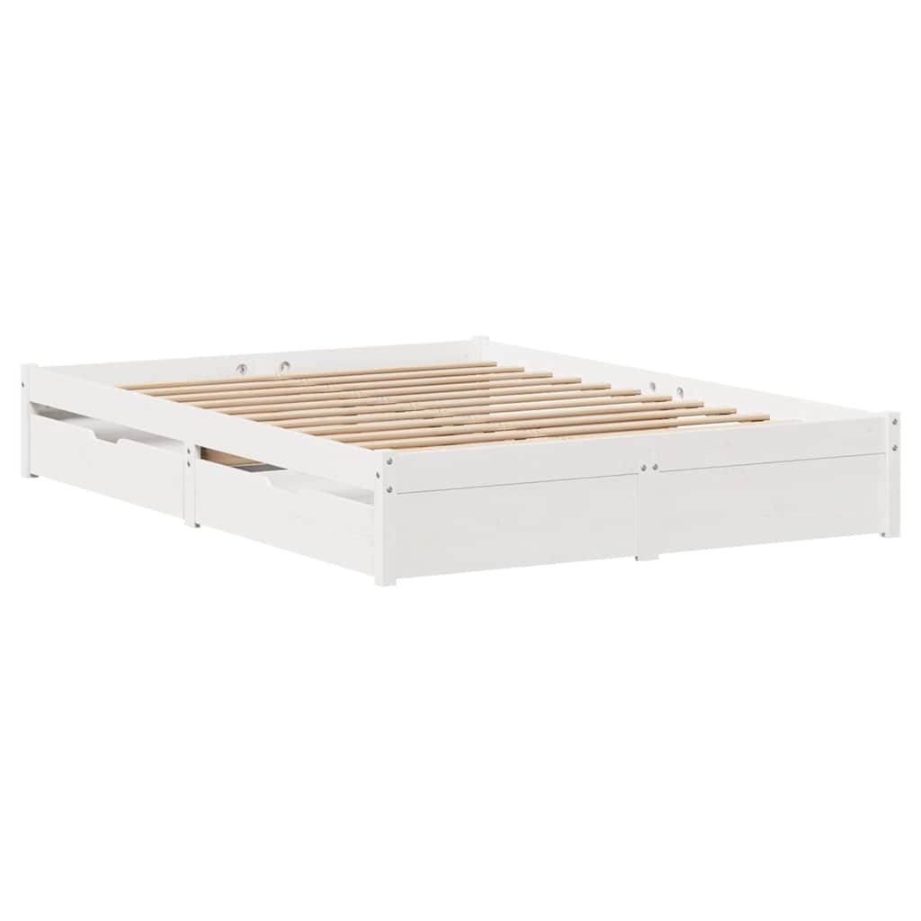 vidaXL Bedframe zonder matras massief grenenhout wit 140x200 cm afbeelding