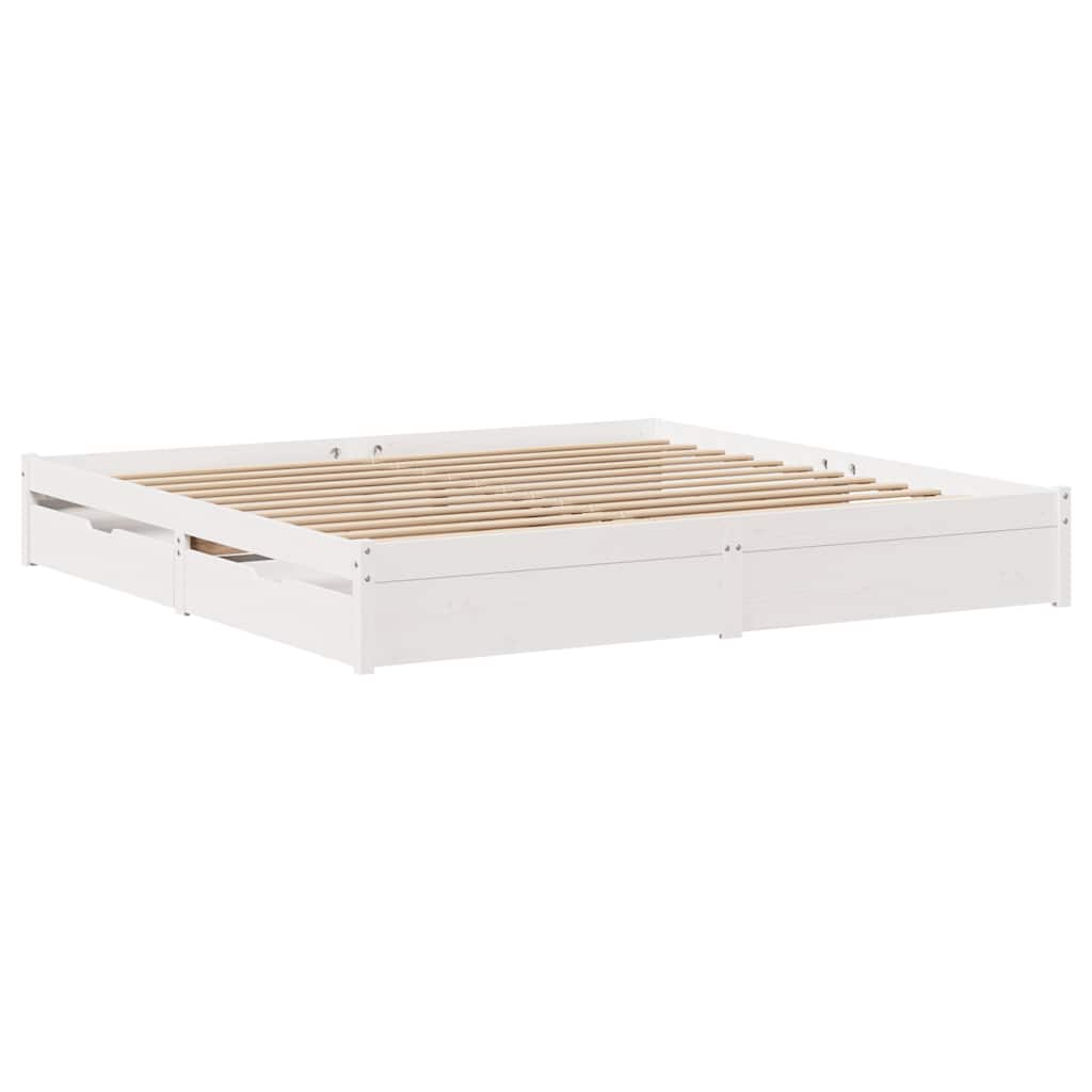 vidaXL Bedframe zonder matras massief grenenhout wit 200x200 cm afbeelding