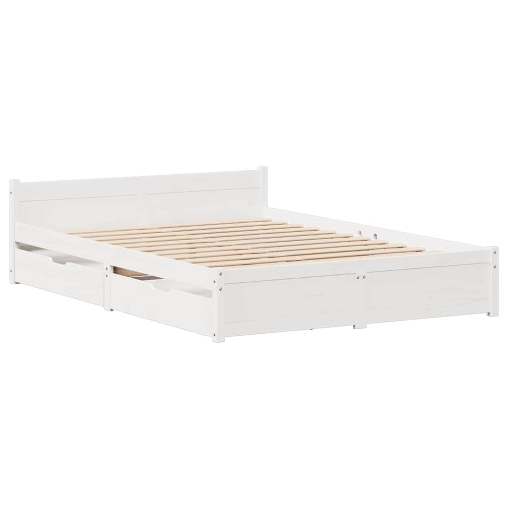 vidaXL Bedframe zonder matras massief grenenhout wit 140x200 cm afbeelding