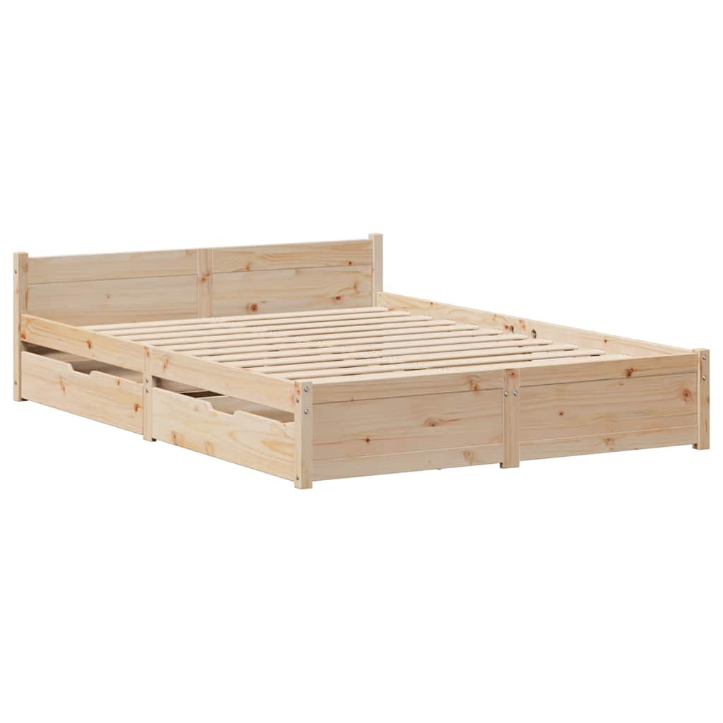 vidaXL Bed Frame without Mattress 150x200 cm King Size Solid Wood Pine