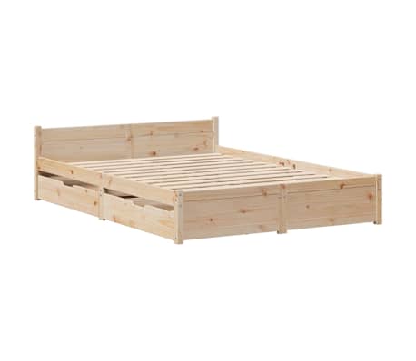 vidaXL Bed Frame without Mattress 150x200 cm King Size Solid Wood Pine