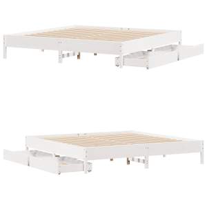 Postel bez matrace bílá 200 x 200 cm masivní borovice - obrázek 9