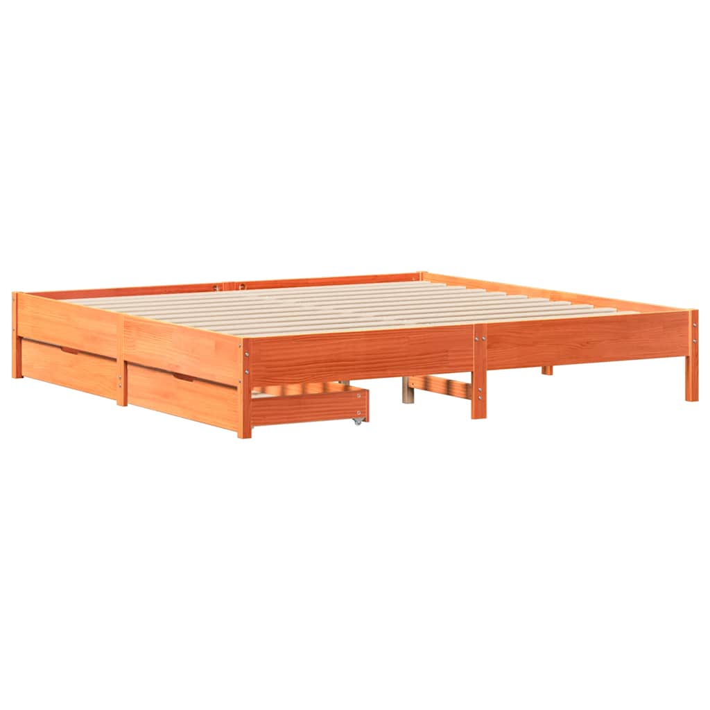 vidaXL Bedframe zonder matras massief grenenhout wasbruin 200x200 cm afbeelding