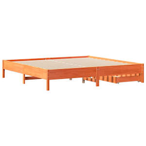 Postel bez matrace voskově hnědá 200 x 200 cm masivní borovice - obrázek 8