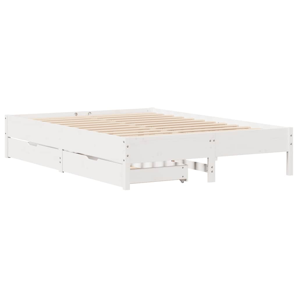 vidaXL Bedframe zonder matras massief grenenhout wit 150x200 cm afbeelding